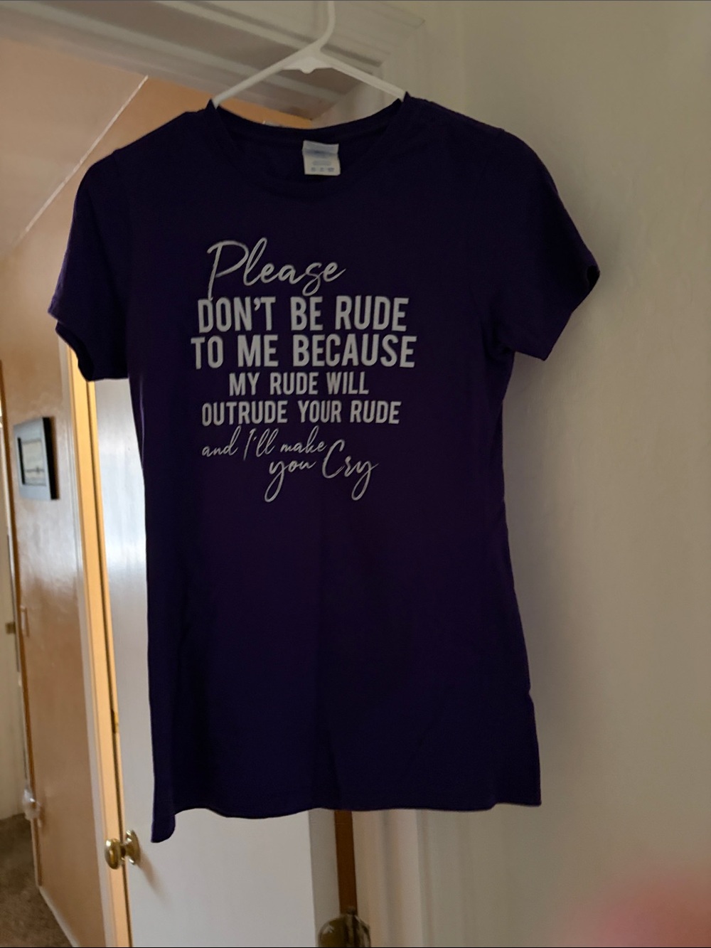 Women's Purple Short-Sleeve Graphic Tee - Please Don't Be Rude